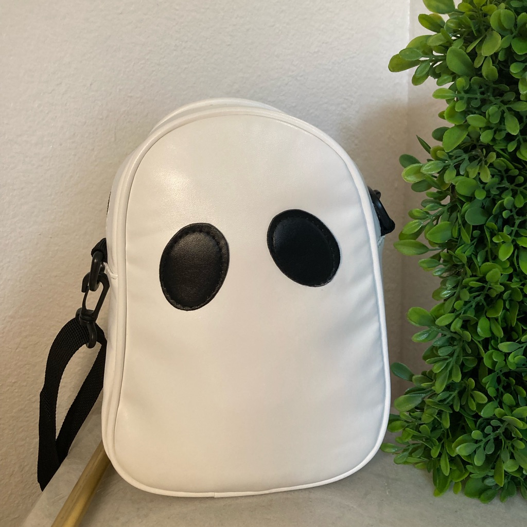 White Ghost Shoulder/Crossbody Bag With Zipper